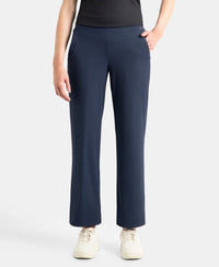 Microfiber Elastane Stretch Regular Fit Wide Leg Pants - Mid Night Navy