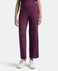 Microfiber Elastane Stretch Regular Fit Wide Leg Pants - Potent Purple