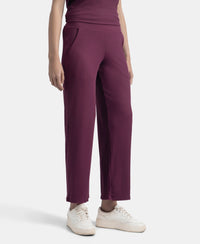 Microfiber Elastane Stretch Regular Fit Wide Leg Pants - Potent Purple