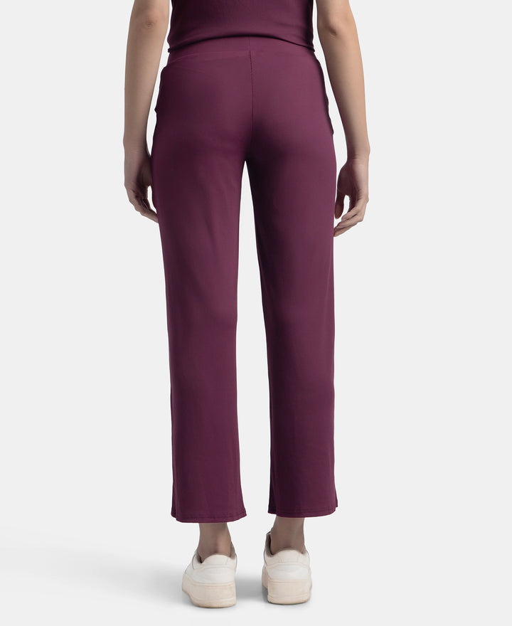 Microfiber Elastane Stretch Regular Fit Wide Leg Pants - Potent Purple