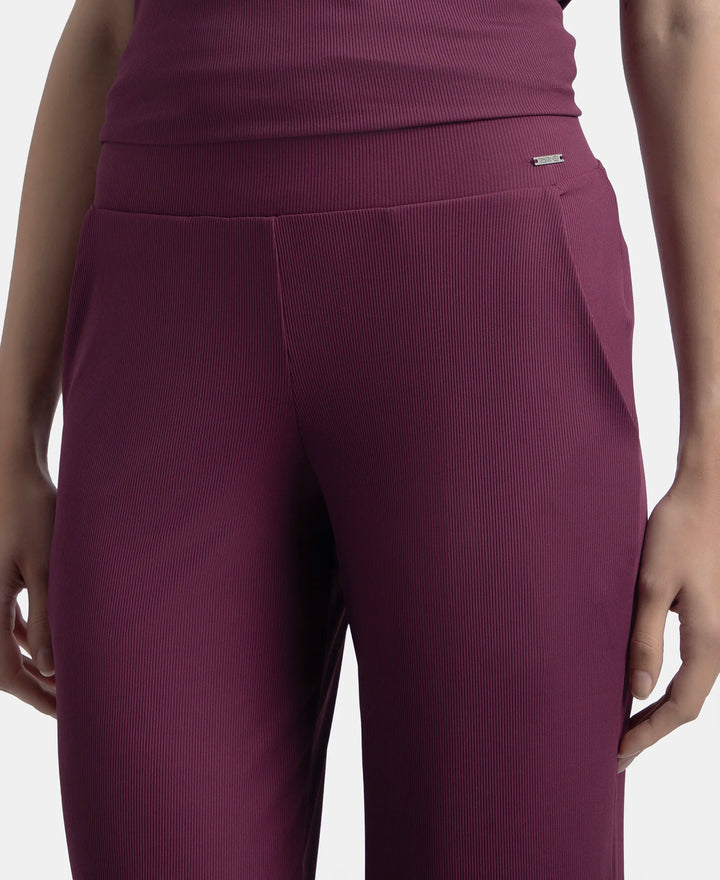 Microfiber Elastane Stretch Regular Fit Wide Leg Pants - Potent Purple