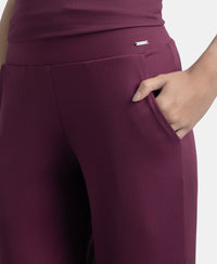 Microfiber Elastane Stretch Regular Fit Wide Leg Pants - Potent Purple
