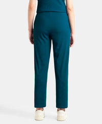 Microfiber Elastane Stretch Regular Fit Wide Leg Pants - Poseidon