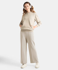 Microfiber Cotton Blend Elastane Stretch Drop Shoulder Hoodie Sweatshirt - Moon Rock