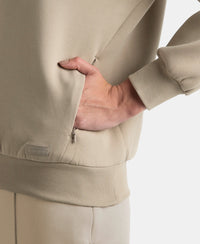 Microfiber Cotton Blend Elastane Stretch Drop Shoulder Hoodie Sweatshirt - Moon Rock