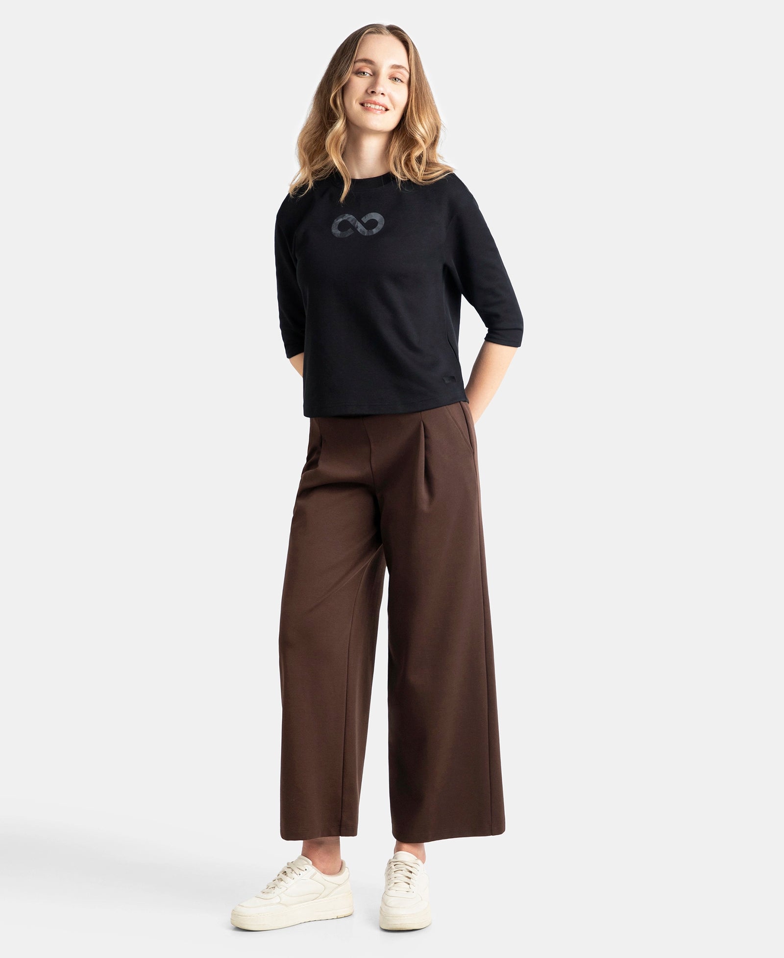 Super Combed Cotton Rich Three Quarter Sleeve Graphic Printed T-Shirt - Deep Black