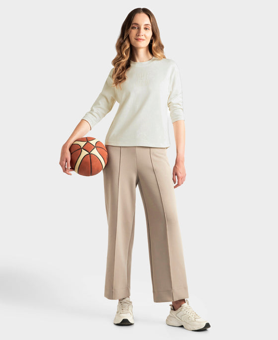 Super Combed Cotton Rich Three Quarter Sleeve Graphic Printed T-Shirt - Snow White