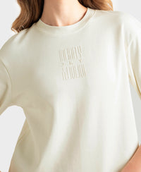 Super Combed Cotton Rich Three Quarter Sleeve Graphic Printed T-Shirt - Snow White