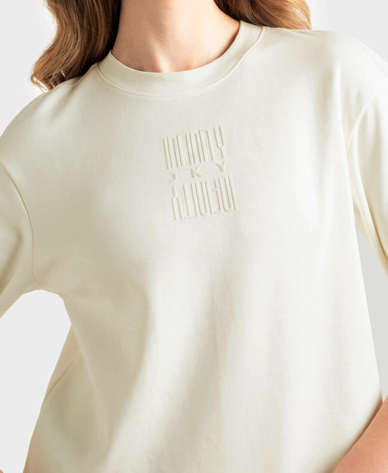 Super Combed Cotton Rich Three Quarter Sleeve Graphic Printed T-Shirt - Snow White