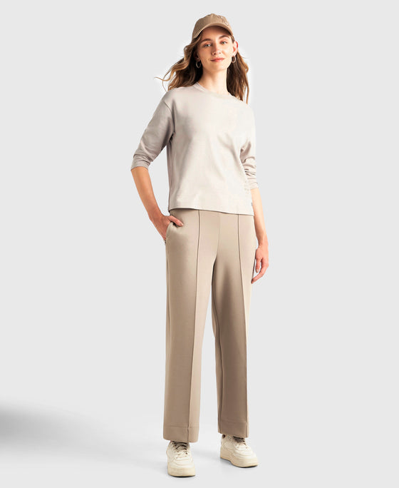 Super Combed Cotton Rich Three Quarter Sleeve Graphic Printed T-Shirt - Dove