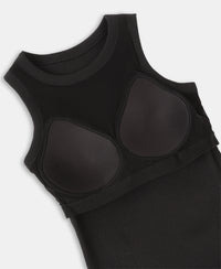 Super Combed Cotton Elastane Stretch Slim Fit Racerback Styled Tank Top - Black