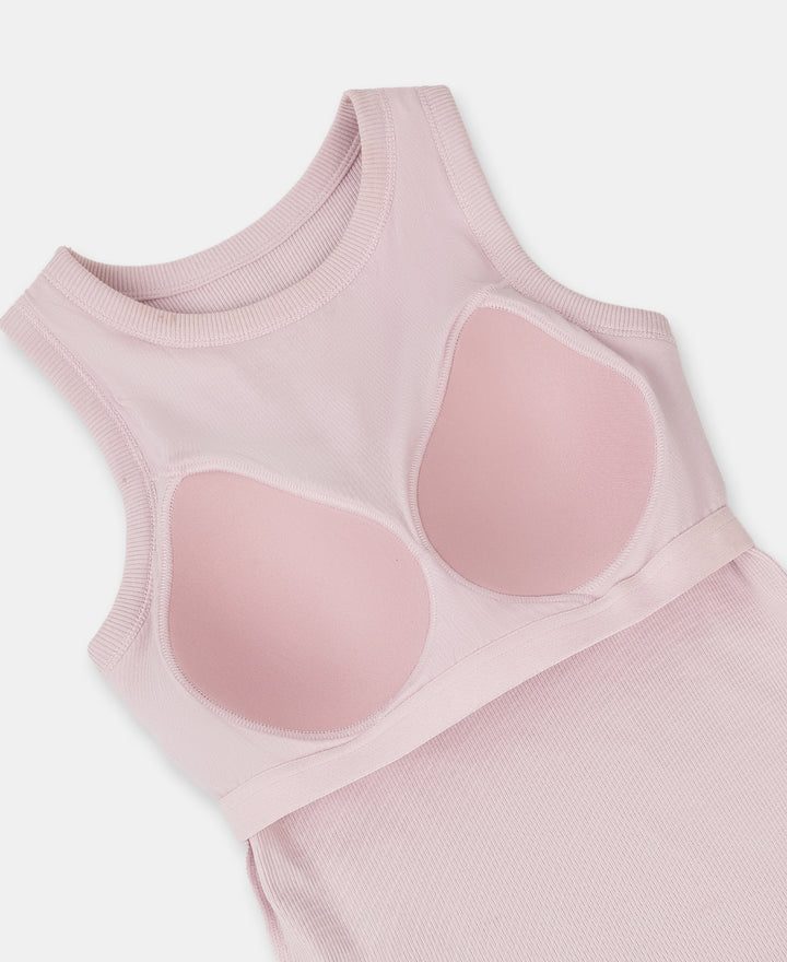 Super Combed Cotton Elastane Stretch Slim Fit Racerback Styled Tank Top - Lilac Snow