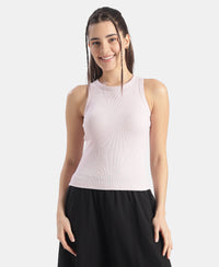 Super Combed Cotton Elastane Stretch Slim Fit Racerback Styled Tank Top - Lilac Snow