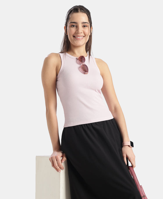 Super Combed Cotton Elastane Stretch Slim Fit Racerback Styled Tank Top - Lilac Snow