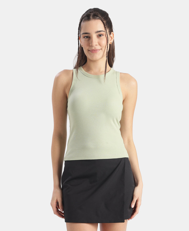 Super Combed Cotton Elastane Stretch Slim Fit Racerback Styled Tank Top - Lint