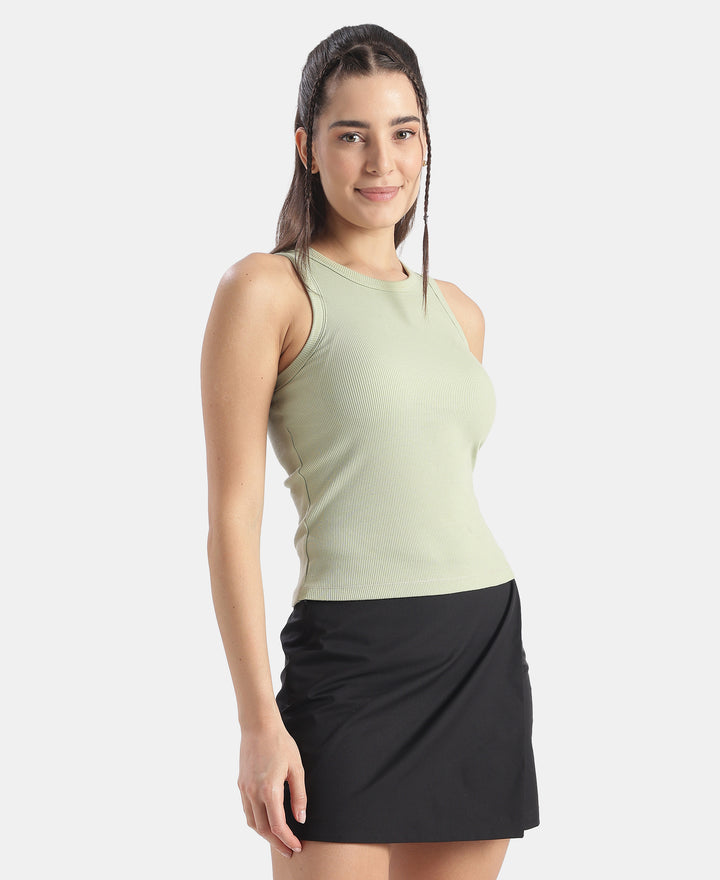 Super Combed Cotton Elastane Stretch Slim Fit Racerback Styled Tank Top - Lint