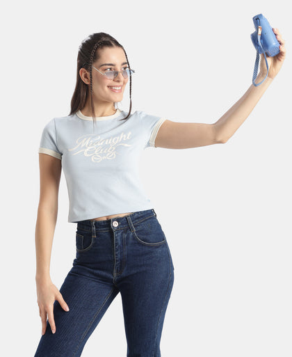 Super Combed Cotton Rich Graphic Printed T-Shirt - Skyway