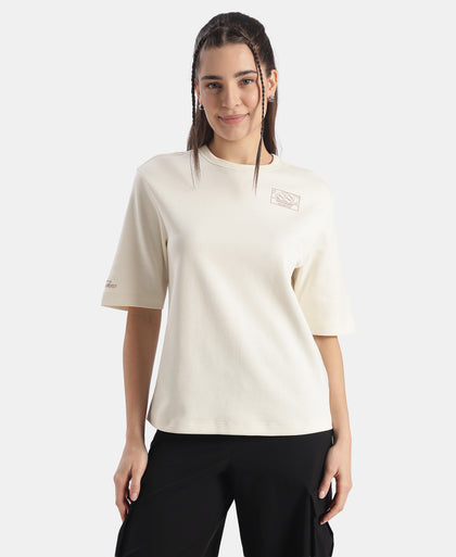 Super Combed Cotton Rich Oversized Graphic Print T-Shirt - Egret