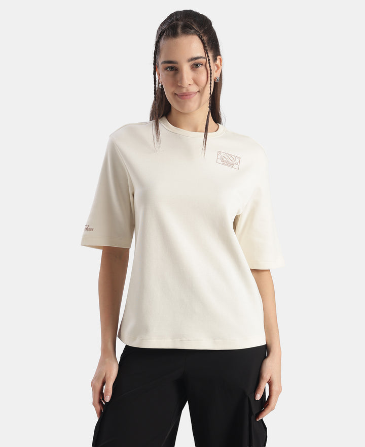 Super Combed Cotton Rich Oversized Graphic Print T-Shirt - Egret