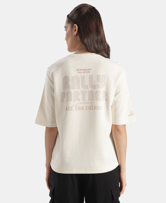 Super Combed Cotton Rich Oversized Graphic Print T-Shirt - Egret