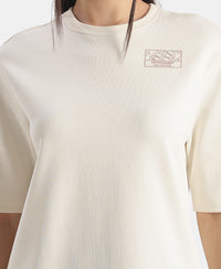 Super Combed Cotton Rich Oversized Graphic Print T-Shirt - Egret