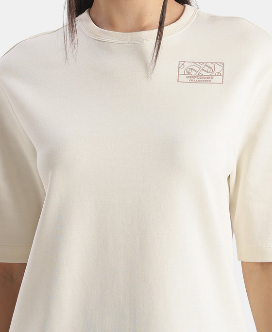 Super Combed Cotton Rich Oversized Graphic Print T-Shirt - Egret