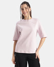 Super Combed Cotton Rich Oversized Graphic Print T-Shirt - Lilac Snow
