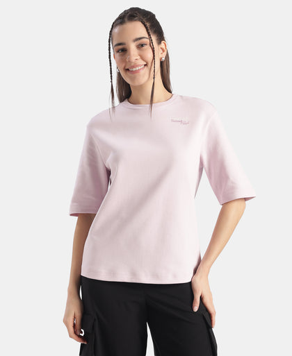 Super Combed Cotton Rich Oversized Graphic Print T-Shirt - Lilac Snow