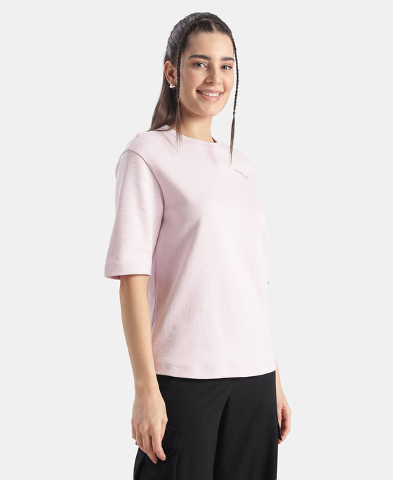 Super Combed Cotton Rich Oversized Graphic Print T-Shirt - Lilac Snow