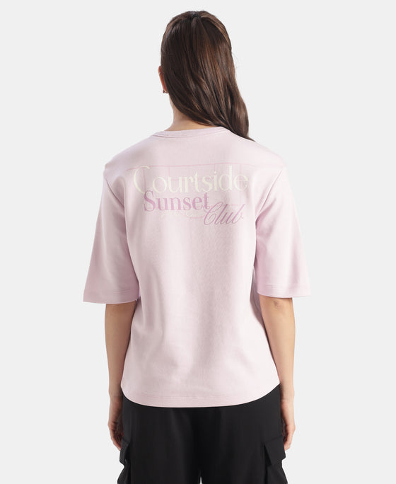Super Combed Cotton Rich Oversized Graphic Print T-Shirt - Lilac Snow