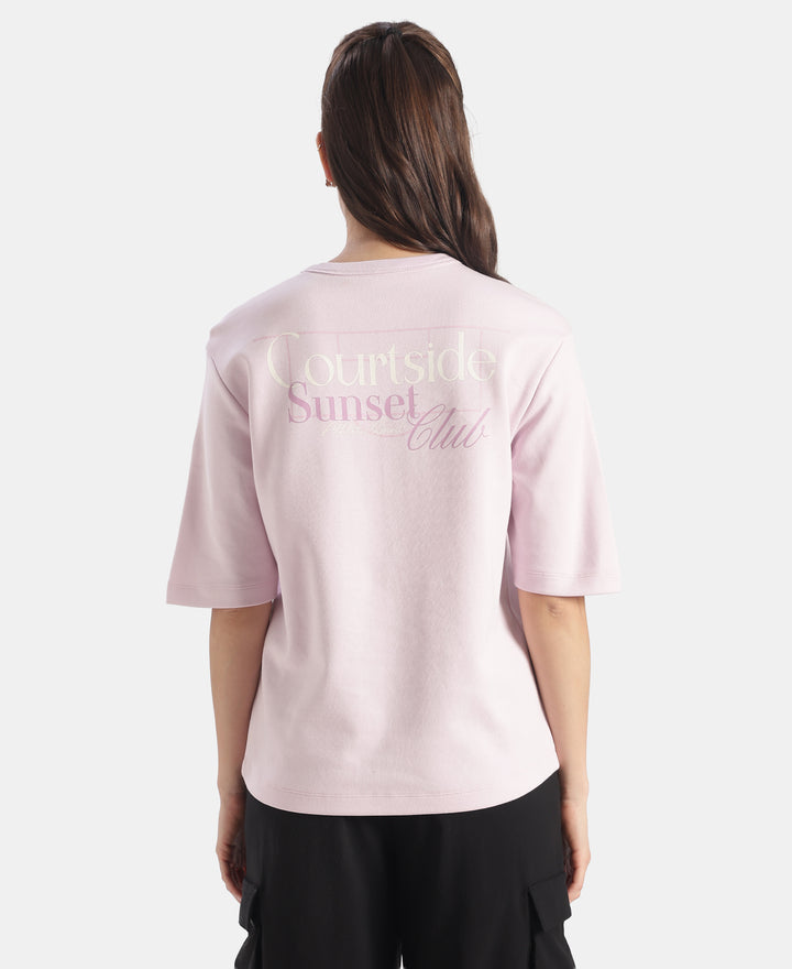 Super Combed Cotton Rich Oversized Graphic Print T-Shirt - Lilac Snow