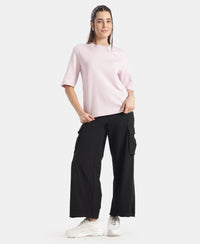 Super Combed Cotton Rich Oversized Graphic Print T-Shirt - Lilac Snow