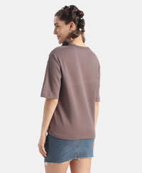 Super Combed Cotton Rich Oversized Graphic Print T-Shirt - Plum Truffle