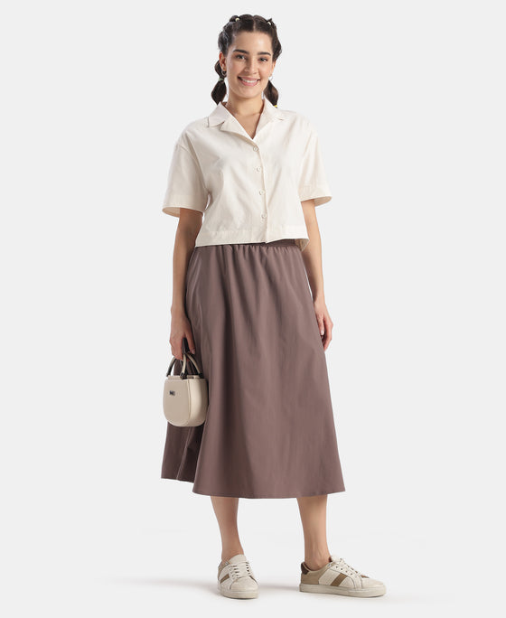 Microfiber Fabric Relaxed Fit Drop Shoulder Styled Shirt - Egret