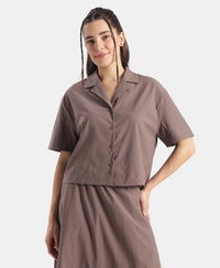Microfiber Fabric Relaxed Fit Drop Shoulder Styled Shirt - Plum Truffle