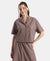 Microfiber Fabric Relaxed Fit Drop Shoulder Styled Shirt - Plum Truffle