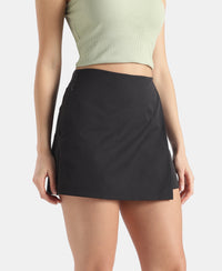 Microfiber Fabric Skort with Side Zipper Pockets - Black