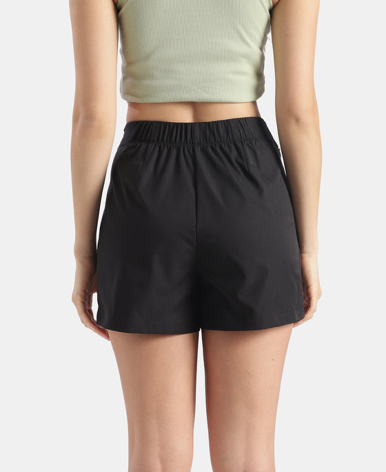 Microfiber Fabric Skort with Side Zipper Pockets - Black