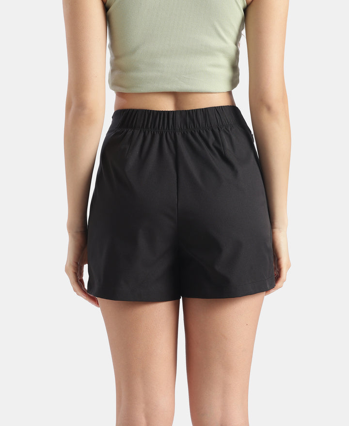 Microfiber Fabric Skort with Side Zipper Pockets - Black