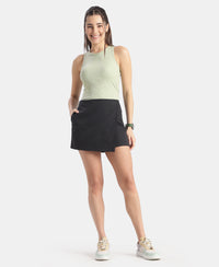 Microfiber Fabric Skort with Side Zipper Pockets - Black