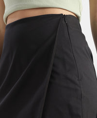 Microfiber Fabric Skort with Side Zipper Pockets - Black