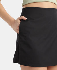 Microfiber Fabric Skort with Side Zipper Pockets - Black
