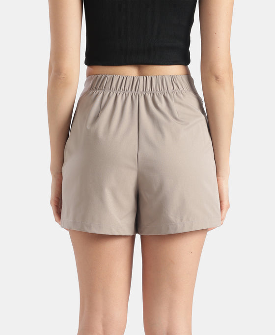 Microfiber Fabric Skort with Side Zipper Pockets - Moon Rock