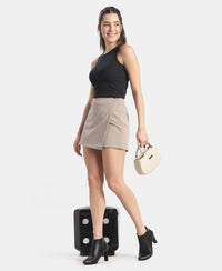 Microfiber Fabric Skort with Side Zipper Pockets - Moon Rock