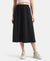 Microfiber Fabric Skirt with Side Pockets - Black