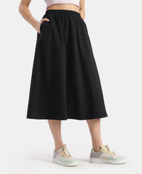 Microfiber Fabric Skirt with Side Pockets - Black