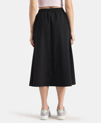 Microfiber Fabric Skirt with Side Pockets - Black