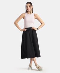 Microfiber Fabric Skirt with Side Pockets - Black