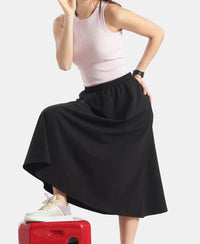 Microfiber Fabric Skirt with Side Pockets - Black