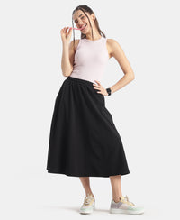 Microfiber Fabric Skirt with Side Pockets - Black